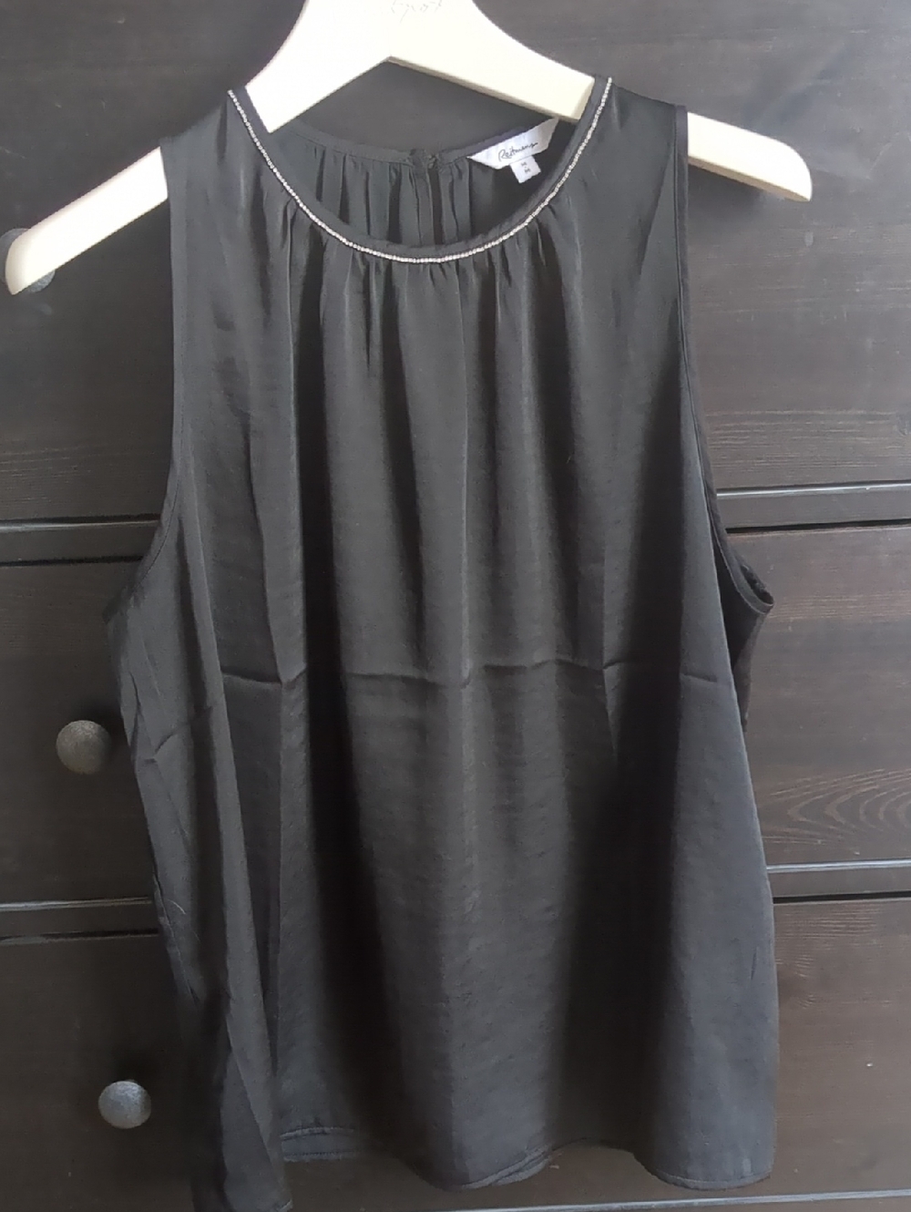 Reitmans Black Sleeveless Camisole with Beaded Neckline